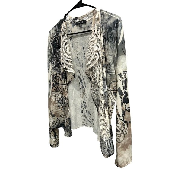 B.L.E.U. Womens Floral Print Open Front Cardigan Sweater Sz XL - Picture 3 of 9